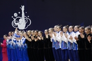 Gymnasts during the awards ceremony