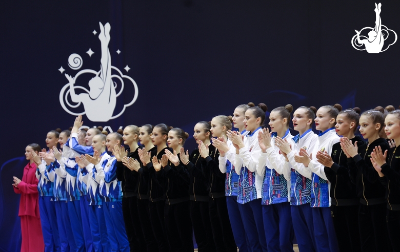 Gymnasts during the awards ceremony