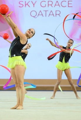 Results of apparatus finals of group exercise gymnasts at the Sky Grace Cup