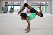 Gymnast Nkenko Sita Davina Chanselvi from the Republic of Congo during the exercise