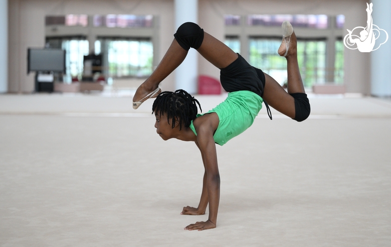 Gymnast Nkenko Sita Davina Chanselvi from the Republic of Congo during the exercise