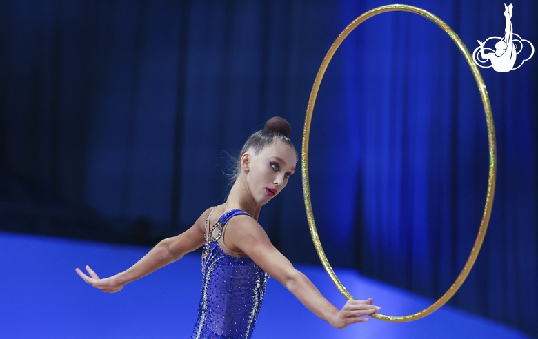 Victoria Bespalova during an exercise with a hoop