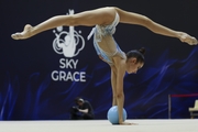 Anna Vakulenko during an exercise with a ball