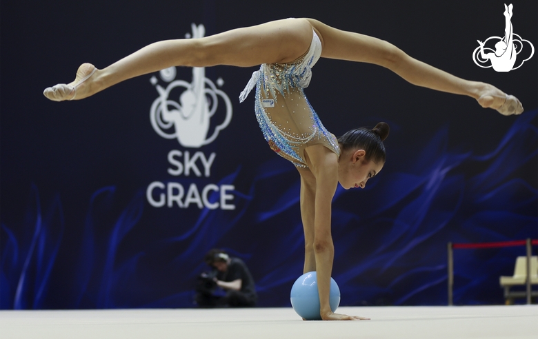 Anna Vakulenko during an exercise with a ball