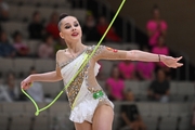 Mariia Borisova  during an exercise with a jump rope