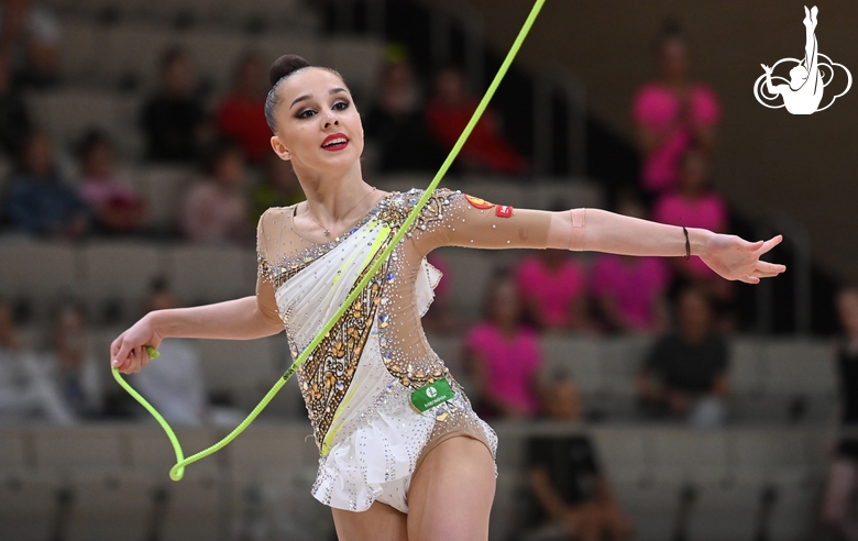 Mariia Borisova  during an exercise with a jump rope