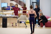 Olympic champion Alina Kabaeva and the Academy coaches during a training session