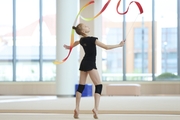 Kristina Voitenko during an exercise with a ribbon