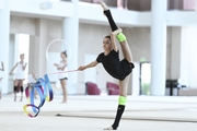 Anna Vakulenko during an exercise with a ribbon