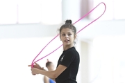 Karolina Tarasova during an exercise with a rope at a training session