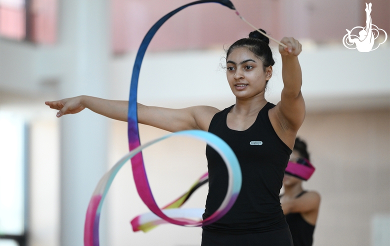 Gymnast Kimaya Karle during training at the Academy