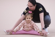 Academy Coach Alla Mishenina with a young gymnast during the selection