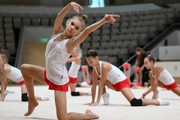 A gymnast during the training session