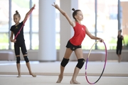 Gymnasts during the training