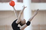 Kristina Voitenko during an exercise with a ball