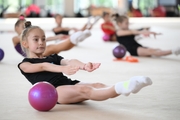 Gymnasts during practice at the training camp in the Academy