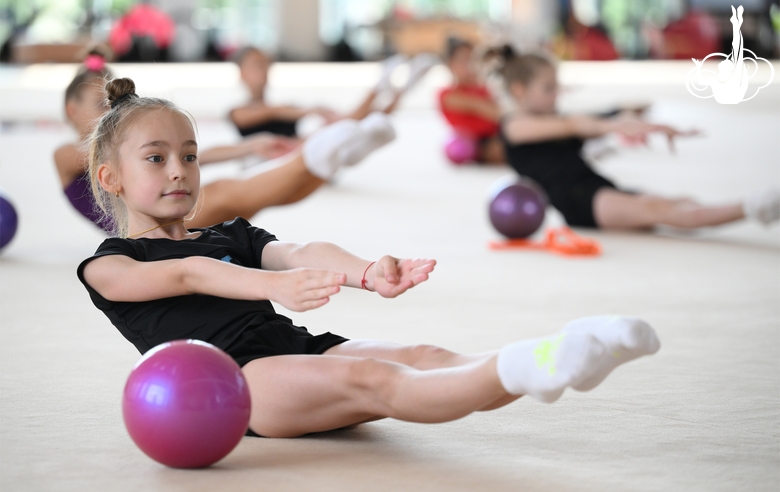 Gymnasts during practice at the training camp in the Academy