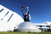 Sculpture in front of the building of the Alina Kabaeva Sky Grace Rhythmic Gymnastics Academy