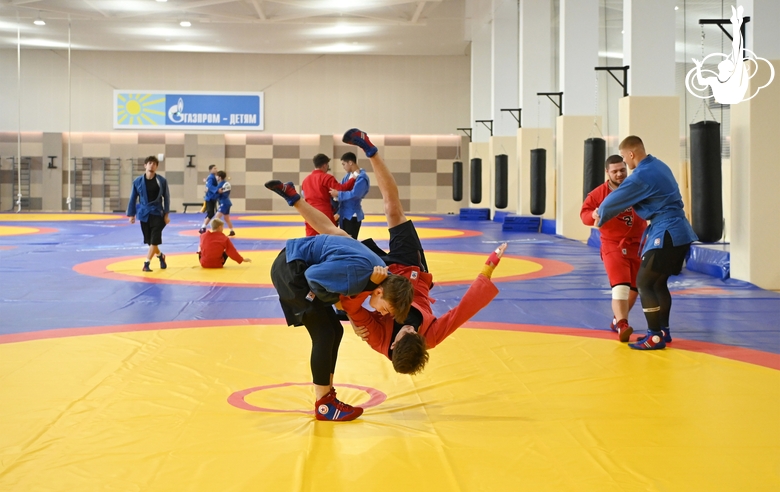 Participants of the training camp during training at the Martial Arts Academy