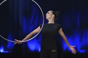 Arina Tkachuk during an exercise with a hoop at floor testing