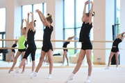 Gymnasts from Belgorod during training  in the choreography hall