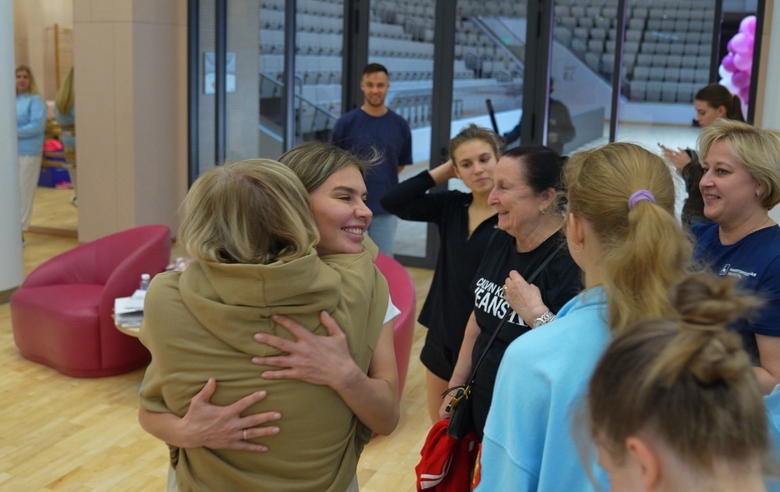 Alina Kabaeva welcomes Honored Coaches of Russia Tatiana Sergaeva, Natalia Tishina, and Elena Abramenkova in the Academy