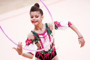 Gymnast from the DPR Karolina Tarasova during an assessment training session