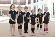 Young gymnasts during training