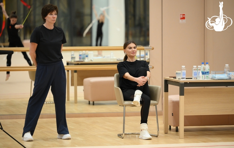 February 5, 2026. Olympic champion Alina Kabaeva and choreographer Irina Zenovka during training at the Academy