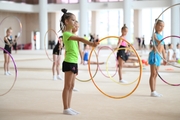 Gymnasts during practice at the training camp in the Academy