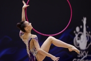 Gymnast during an exercise with a hoop