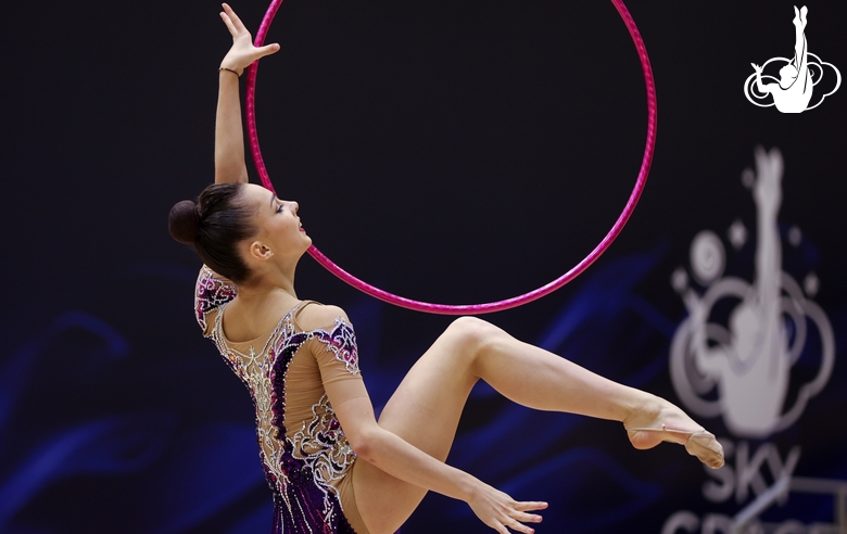 Gymnast during an exercise with a hoop