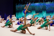 Gymnasts during the opening ceremony of the Sky Grace Grand Prix  tournament