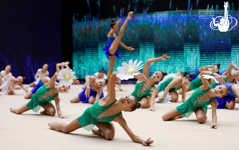 Gymnasts during the opening ceremony of the Sky Grace Grand Prix  tournament