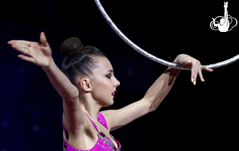 Mariia Borisova (Russia) with hoop during a performance at the gala show