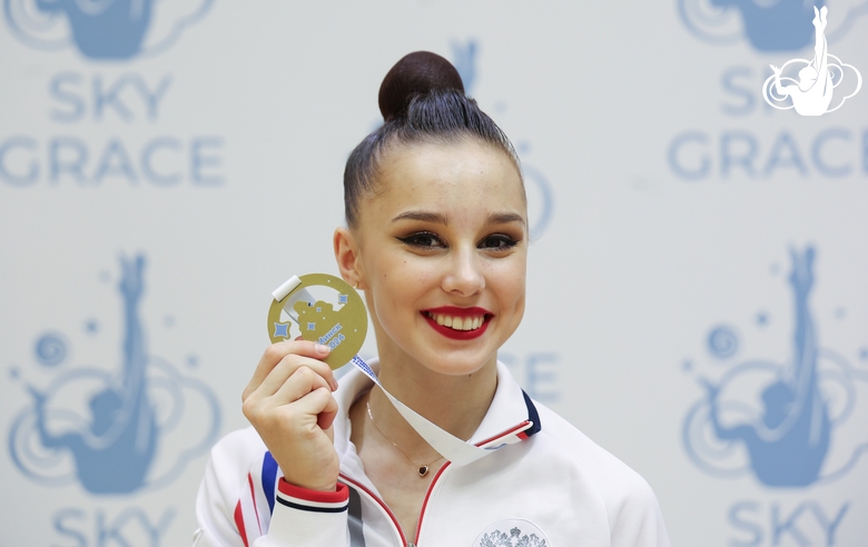 Mariia Borisova with a gold medal of the Sky Grace Grand Prix tournament