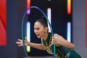 Aibota Yertaikyzy during the hoop exercise