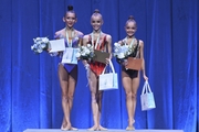 Nikole Rimarachin Diaz, Kristina Voitenko and Ksenia Savinova at the awards ceremony