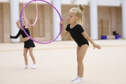 Young gymnasts during training