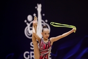 Gymnast during an exercise with a jump rope