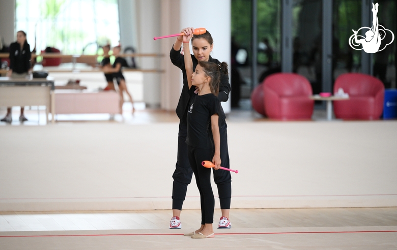 Dina Averina and Sabina Samatova during training