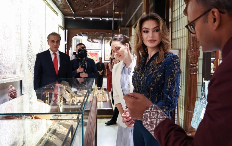 October 29, 2026. Olympic champion Alina Kabaeva during a tour of the Nita Mukesh Ambani Cultural Centre