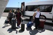 Indian gymnasts and coach Pooja Surve during their visit to the Academy