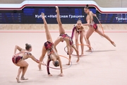 Gymnasts during an exercise with hoops