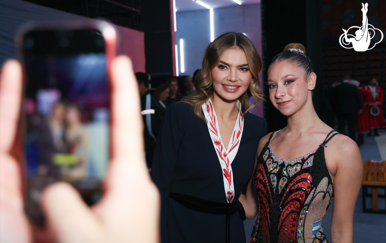 November 16, 2025. Olympic champion Alina Kabaeva with gymnast during the Sky Grace Cup International Tournament and Beijing Top Open 2025