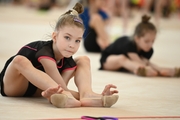 Gymnast during stretching at training