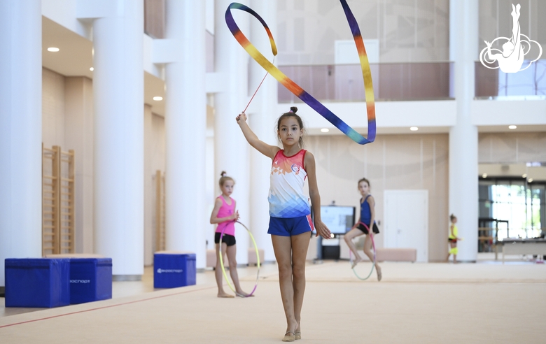 Gymnast from Novosibirsk during training at the Academy