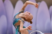 Olga Chernykh during an exercise with a hoop at the control training session