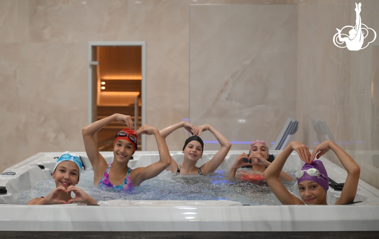 Participants of the training camp at the Academy swimming pool