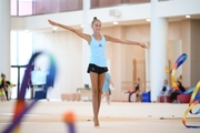 Gymnast from the Khanty-Mansiysk Autonomous Okrug during an exercise with a ribbon